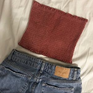 Velvet Smocked Tube Top